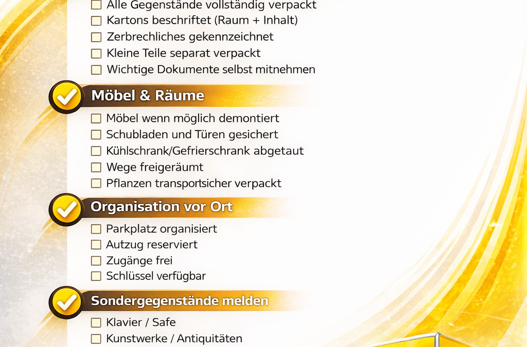 Checkliste Transport&shy;vorbereitung